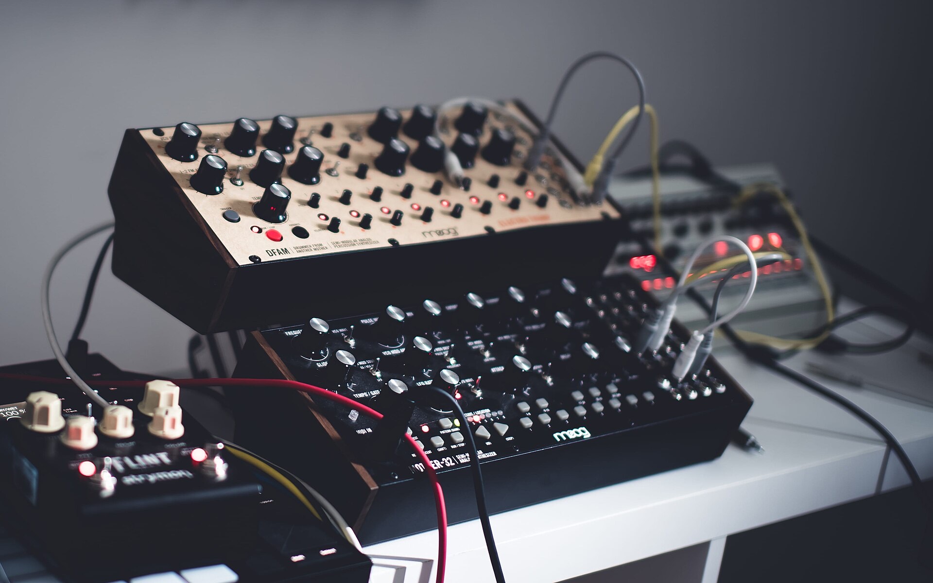 Moog synthesizers and patch cables